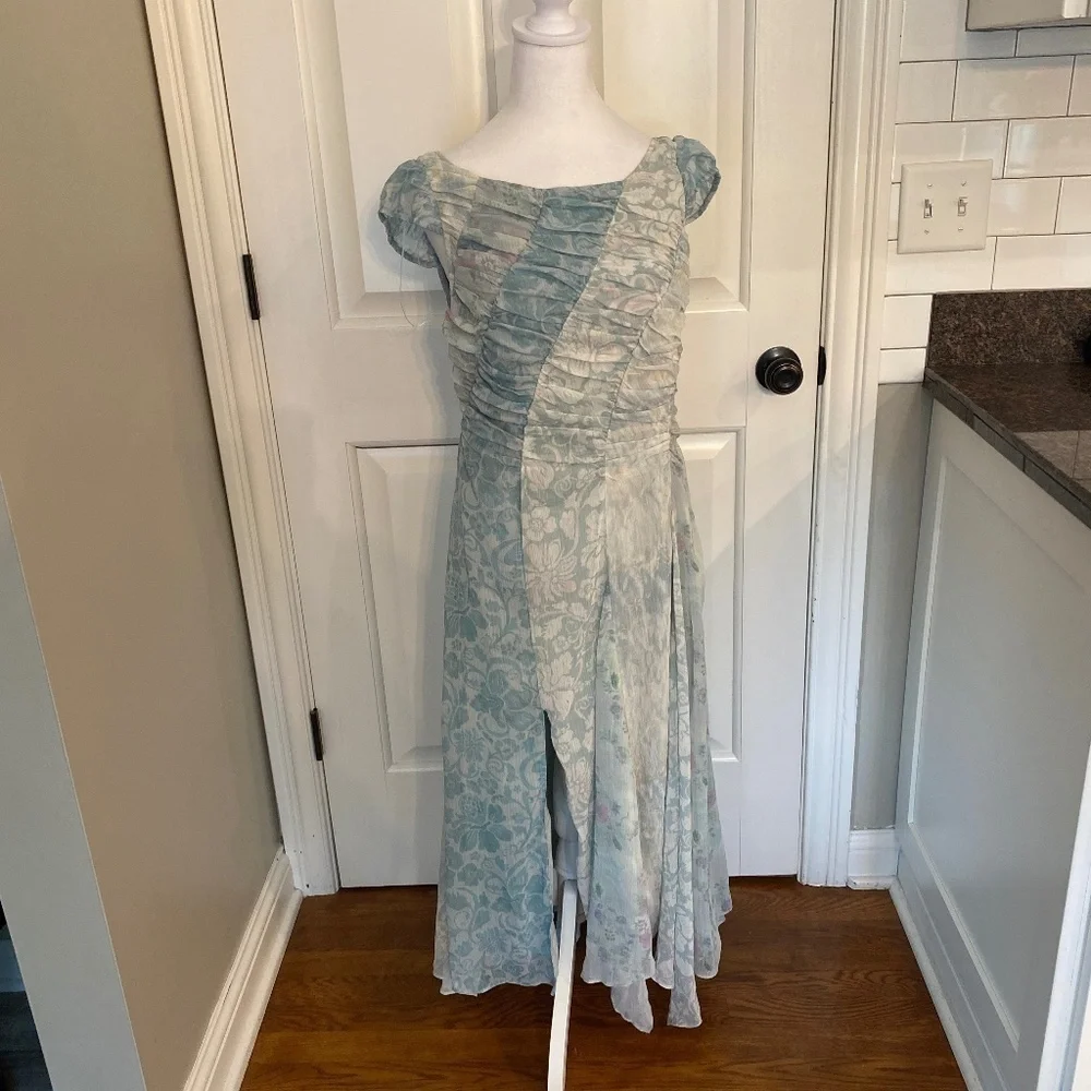 New! Free People Heart to Heart Midi Dres Blue Floral nwot 33463